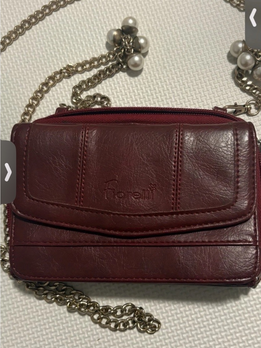 Burgundy Crossbody Bag with Chain Strap